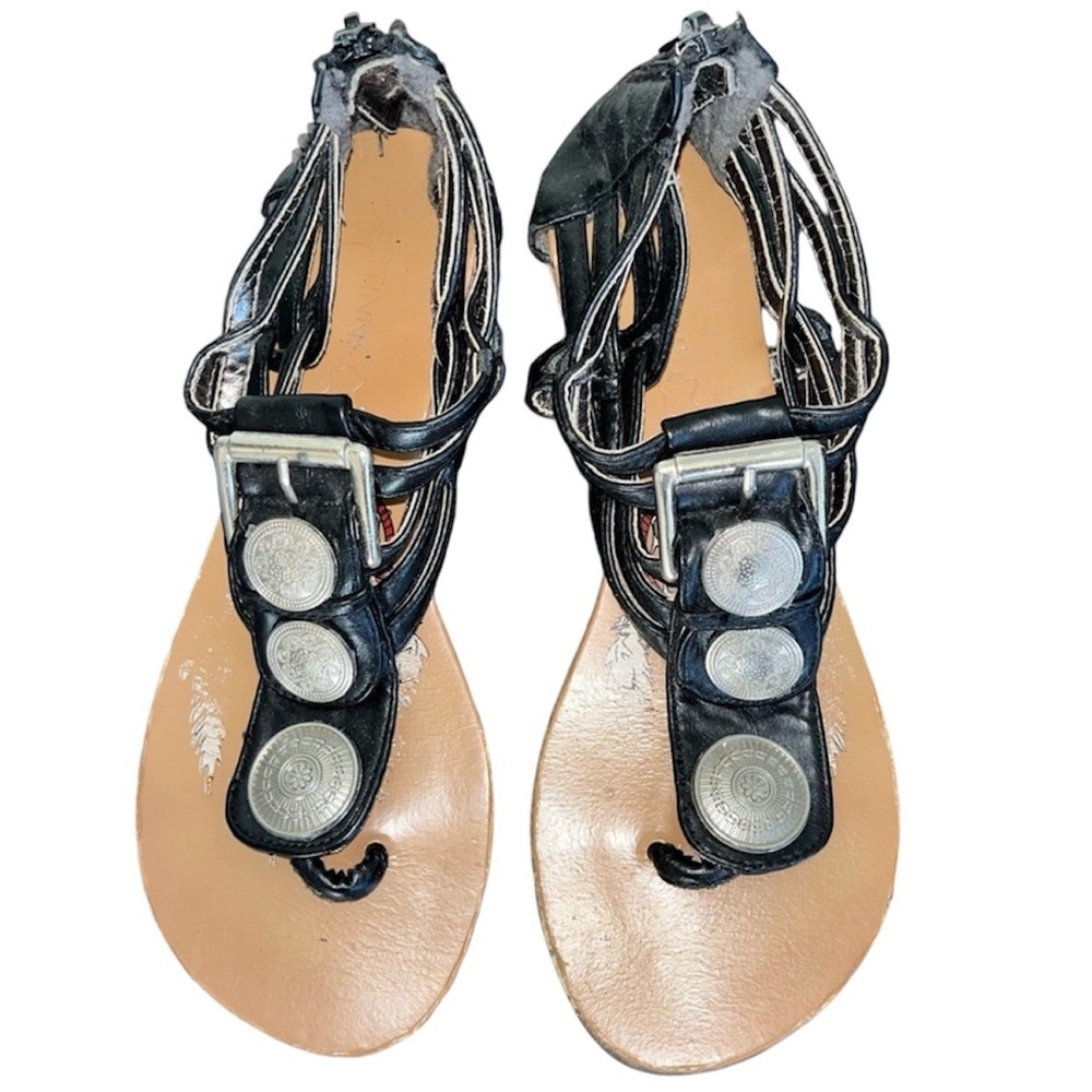 Bertinni Black Leather Bohemian Gladiator Sandals Sz 6